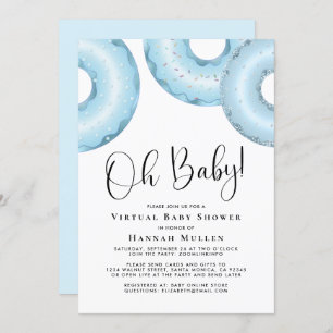 Donuts Virtual Baby shower Blue Invitation