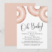 Donuts Virtual Baby shower Roos Gold Invitation Kaart (Voorkant / Achterkant)