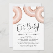Donuts Virtual Baby shower Rose Gold Invitation (Devant)