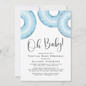 Donuts Virtual Baby Sprinkle Blue Invitation Kaart (Voorkant)