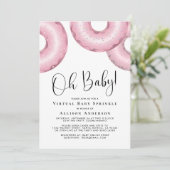 Donuts Virtual Baby Sprinkle Pink Invitation Kaart (Staand voorkant)