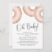 Donuts Virtual Baby Sprinkle Roos Gold Invitation Kaart (Voorkant)