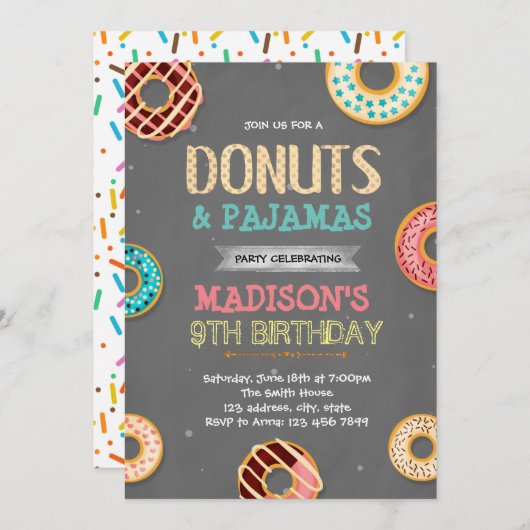 Donuts vrijgezellenfeest verjaarfeest kaart (Voorkant / Achterkant)