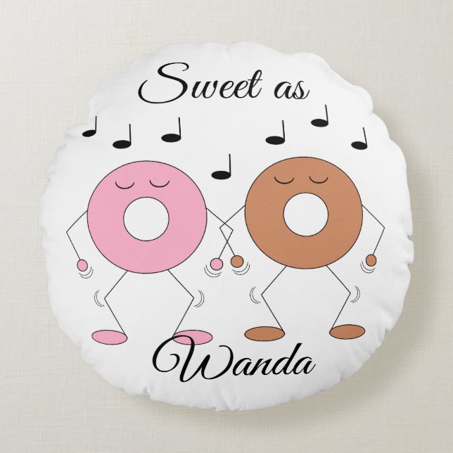 Donuts White dansen Rond Kussen (Voorkant)