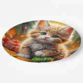 donzig kerstkatje papieren bordje (Gekanteld)