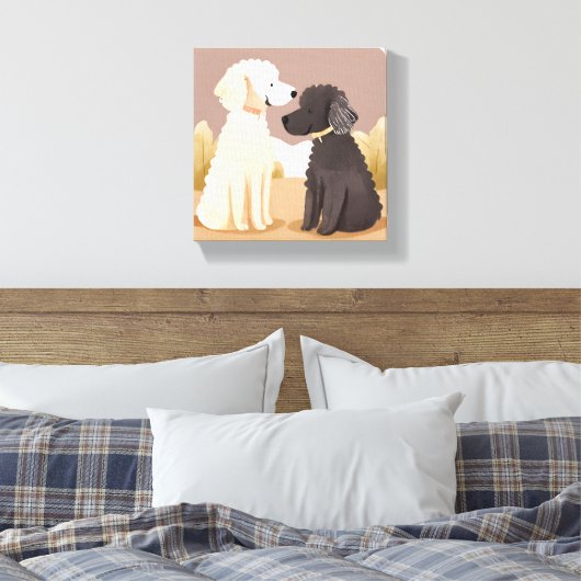 donzige honden | Pet Waterverf schilderij Canvas Afdruk (Insitu (Slaapkamer))