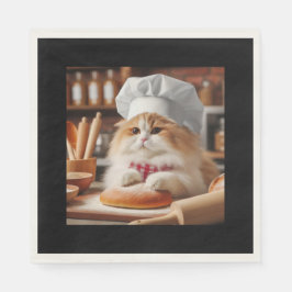 donzige kat die brood bakt servet