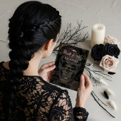 Dood aan mijn dertiger jaren bloemengotische sched folie uitnodiging