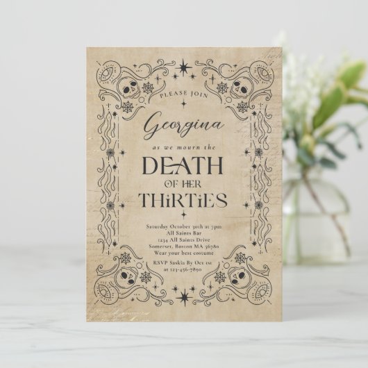 Dood aan mijn dertigers Halloween 40ste verjaardag Kaart (Staand voorkant)