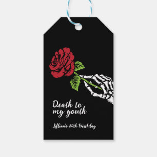 Dood aan mijn jeugd verjaardag uitnodiging cadeaulabel