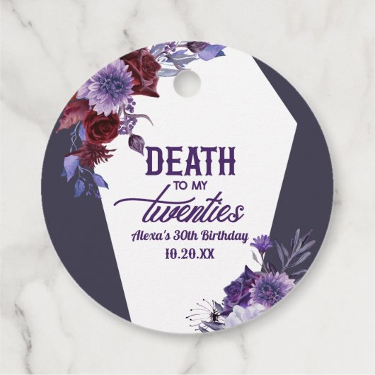 Dood aan mijn twintigers bloemenfeest 30ste verjaa bedankjes labels (Achterkant)