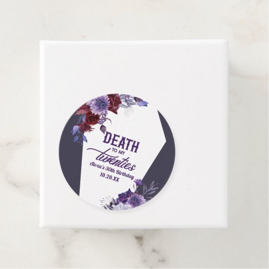 Dood aan mijn twintigers bloemenfeest 30ste verjaa bedankjes labels (In situ)