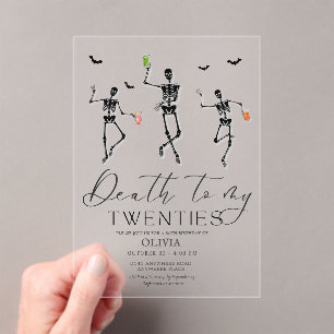 Dood aan mijn twintigers Halloween 30e verjaardag Acryl Uitnodigingen