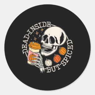 Dood binnenin, maar gepikte pompoen schedel Drink Ronde Sticker