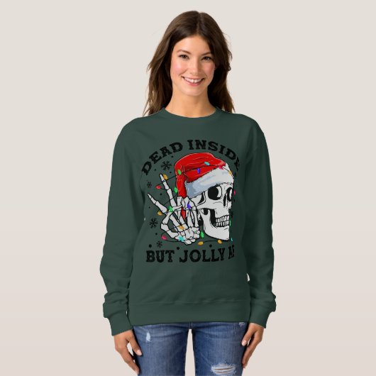Dood binnenin, maar Jolly AF Funny Kerstfeest Funn Trui (Voorkant volledig)