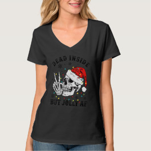Dood binnenin, maar Jolly Af Skull Santa Hat Famil T-shirt