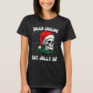 Dood binnenin, maar Jolly AF Skull Santa Light Ske T-shirt