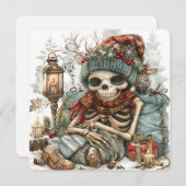 Dood Cozy – Winter Skelet Vibes” Feestdagenkaart (Voorkant / Achterkant)