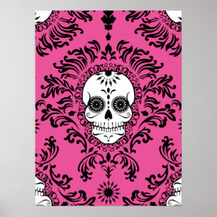 Dood Damask - Chic Sugar Skull Art Poster
