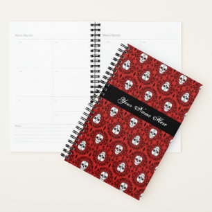 Dood Damask Chic Sugar Skulls Black op Red Planner