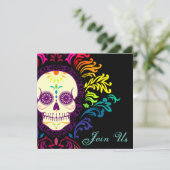 Dood Damask Rainbow Sugar Skull Kaart (Staand voorkant)