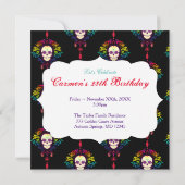 Dood Damask Rainbow Sugar Skull Kaart (Achterkant)