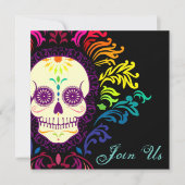 Dood Damask Rainbow Sugar Skull Kaart (Voorkant)