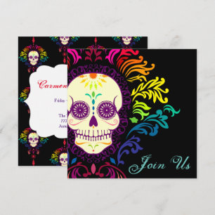Dood Damask Rainbow Sugar Skull Kaart