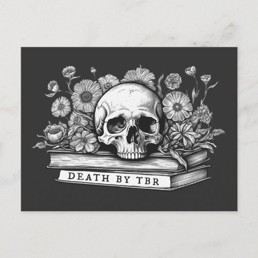 Dood door schedel en boeken briefkaart (Voorkant)