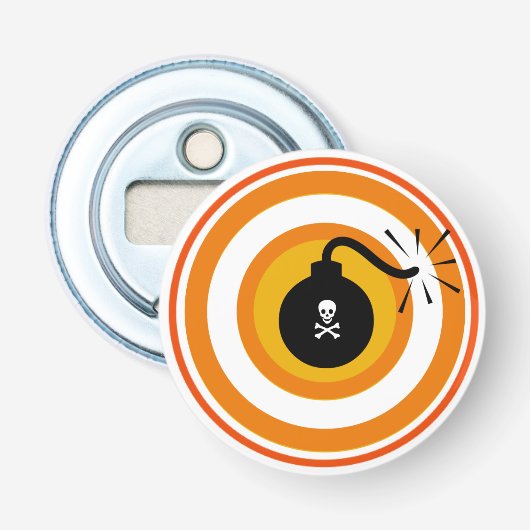 Dood- en Gevaarlijke botopening Button Flesopener (Voorkant)