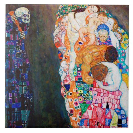 Dood en leven, Gustav Klimt Tegeltje (Voorkant)