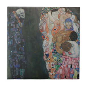 Dood en Leven van Gustav Klimt Vintage Art Nouveau Tegeltje