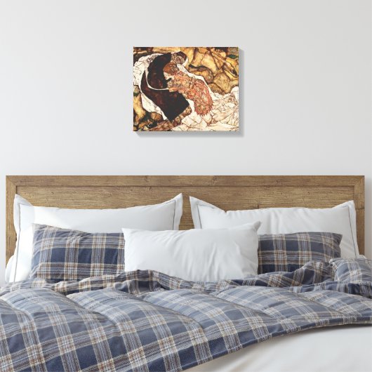 Dood en meisje van Egon Schiele Canvas Afdruk (Insitu (Slaapkamer))
