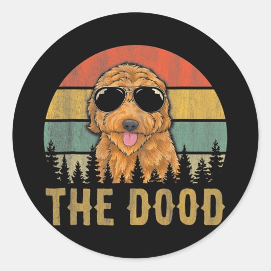 Dood Funny  Goldendole Dog Mam Ronde Sticker (Voorkant)