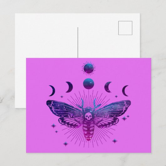 Dood hoofd mot occult briefkaart (Voorkant / Achterkant)
