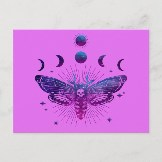 Dood hoofd mot occult briefkaart (Voorkant)