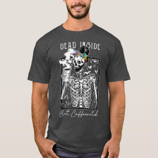 Dood in, maar cafeïnevrije koffie skeleton Hallwe T-shirt