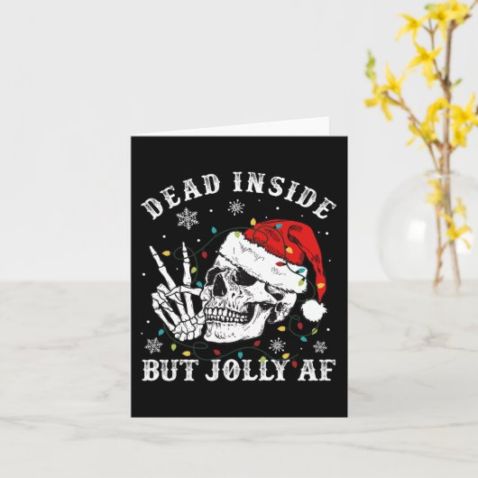 Dood in, maar Jolly AF Skeleton Kerstmis Kaart (Gele Bloem)