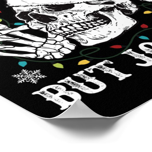 Dood in, maar Jolly AF Skeleton Kerstmis Poster (Hoek)
