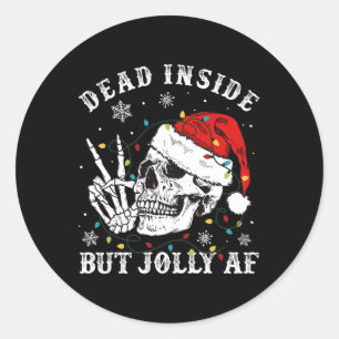 Dood in, maar Jolly AF Skeleton Kerstmis Ronde Sticker