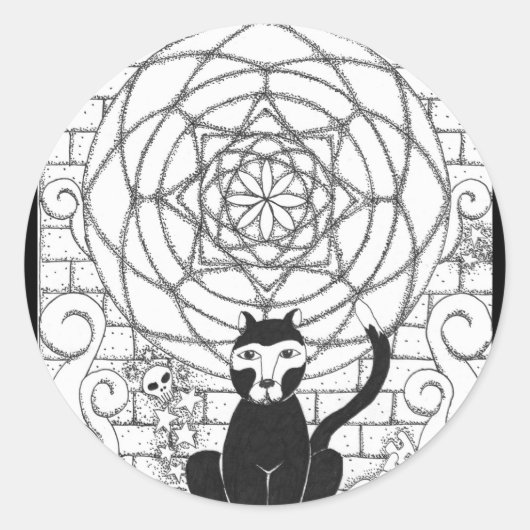 Dood - Kat van de Apocalyps Ronde Sticker (Voorkant)