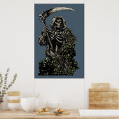 Dood - Kwaad Skeleton Grim Reaper met Scythe Poster (Keuken)