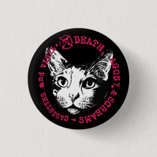 Dood, Lijden, Schreeuwen & Cassettes en Vinyl Ronde Button 3,2 Cm