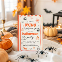 Dood om met jou te feesten Oranje Halloween uitnod