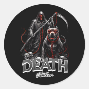 Dood Stalker Grim Reaper Hond Halloween Ronde Sticker