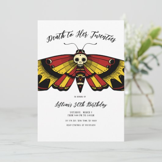 Dood tot 20 jaar: Motie en schedelontwerp Kaart (Staand voorkant)