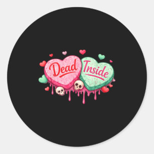 Dood van binnen anti-valentijnsdag harten grappige ronde sticker