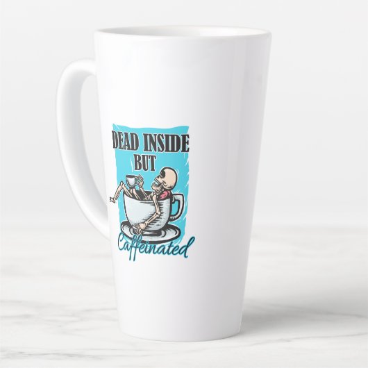 Dood van binnen, maar cafeïnehoudende koffie liefd latte mok (Linkerhoek)