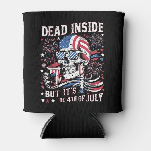 Dood van binnen, maar het is 4 juli skelet blikjeskoeler (Voorkant)