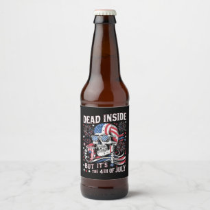 Dood van binnen maar het is de 4e Juli Skelet Bier Etiket